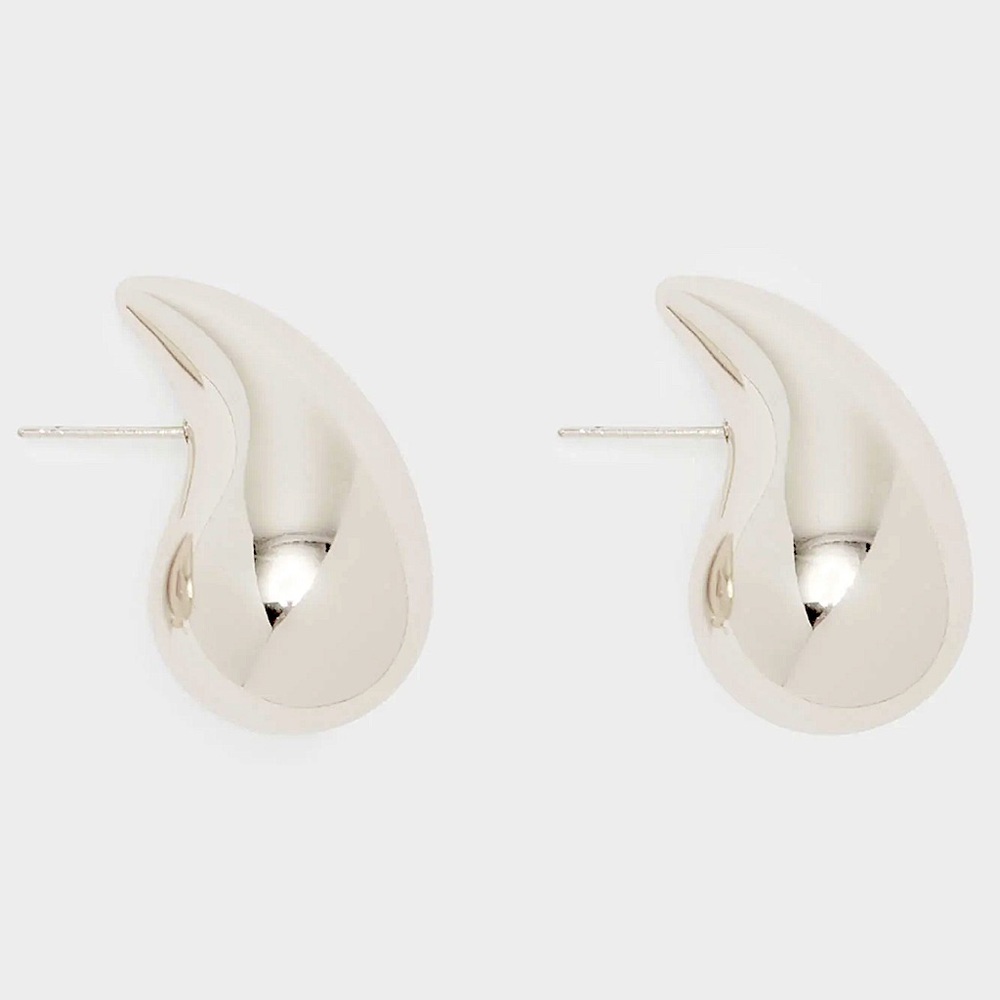 NWT SET OF 2❣️❣️Silver & Gold Oversized Teardrop Stud Earring 🪩⭐️🩶 - Picture 4 of 7